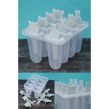 Hayvan Karikatür Desenli 8 Bölmeli Çubuklu Dondurma Kalıbı, Renkli ve Eğlenceli Tasarım