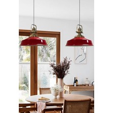 Kırmızı Retro Ikili Sarkıt Avize, Mutfak ve Salon Dekorasyonu Için Şık Seçenek