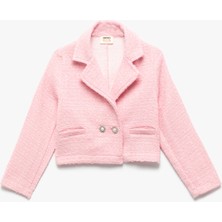 Kruvaze Yaka Düğmeli Uzun Kollu Tüvit Ceket