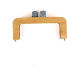 20 cm Ahşap Burs Mavi Akrilik Boncuk Başlıklı Çanta Bursu Natural Renk