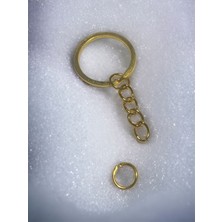 100 Adet Ezme C Aparatlı Gold Zincirli Anahtarlık Halkası Makrome Amugurimi 2.5cmçap