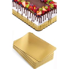 Dikdörtgen Pasta Sunum Altlığı 3'lü Set, Gold Harf Tasarım, 26X37 Cm, Karton