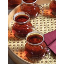 Turuncu 2'li Borosilikat Cam Kulplu Çay Bardağı, Ateşe Dayanıklı, Şık ve Hafif Tasarım