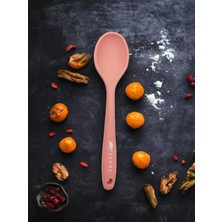 Isıya ve Yapışmaz Özellikli, Sert Uçlu Silikon Kaşık 28 Cm, Pembe Renkli