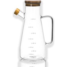Borosilikat Cam, Bambu Kapaklı, 900ML Yağlık ve Sirkelik Seti