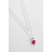 Amour 18 Ayar Beyaz Altın Kaplama 43 cm Gümüş Kolye