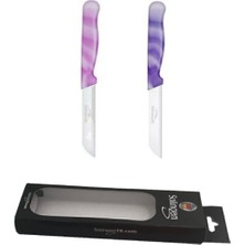 Pembe ve Mor Mermer Desenli 2'li Meyve ve Sebze Bıçağı Seti