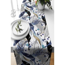 Mavi Runner Nite Desenli Süet Dokuma 140X40 cm Şık ve Modern Tasarım