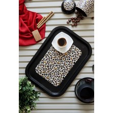 Desenli Metal Tepsi, Çay Kahve Sunumu, 28X40 Cm, Şık ve Dayanıklı Tasarım