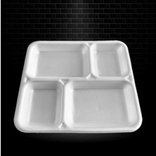 4 Bölmeli Tek Kullanımlık Köpük Tabak, 26.5X30 Cm, 10'lu Paket