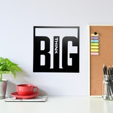 Ahşap Duvar Dekoru Think Big Yazılı 25X25 cm Motive Edici Ofis Ev Için Modern Tasarım