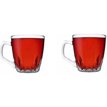 55713 Renkli Cam Bardak Seti, Kulplu, Şık ve Dayanıklı, 2'li Paket