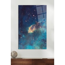 Mavi Yeşil Nebula Uzay Dikey Cam Tablo, Modern Ev Dekoru, Hediyelik Duvar Dekorasyonu, Kırılmaz Cam