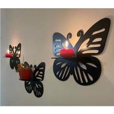 Şık Siyah Mdf Kelebek Duvar Dekoru, 3'lü, 30X26 Cm, Lazer Kesim