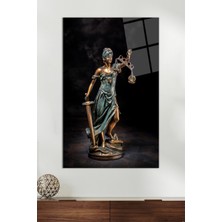 Adalet Heykeli Themis Dikey Cam Tablo, Modern Ev Dekoru, Hediyelik Duvar Dekorasyonu, Kırılmaz Cam