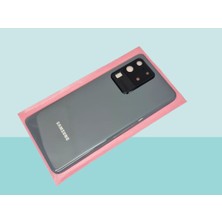 Tkgz - Samsung Galaxy S20 Utra Arka Kapak Batarya Kapağı (Cam Full Lensli) - Füme