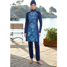 Büyük Beden Likralı Tam Kapalı Tesettür Mayo 24924 Lacivert