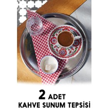 2'li Çelik Sunum ve Servis Tepsisi Seti, Şık ve Dayanıklı Kahve Sunumu Aracı