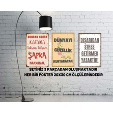 Ilham Veren Retro Ahşap Duvar Yazıları Seti, 3'lü Dekoratif Posterler