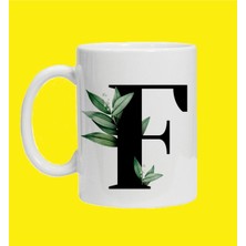 F Harfi Baskılı Beyaz Kupa Bardak, Şık ve Kullanışlı Tasarım