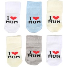 Pamuklu 6'lı Yenidoğan Erkek Bebek Çorap Mum