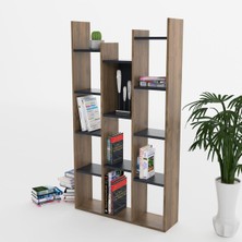 Antrasit ve Ceviz Renkli Şık Kitaplık, Modern ve Kullanışlı Tasarım