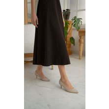 Ece'nin Butiği Nell Bej Deri Hakiki Deri Kadın Stiletto