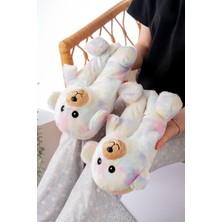 Slipcat Ayıcık Figürlü Peluş Panduf Unisex Rahat Ev Pandufu 2024 Sonbahar-Kış