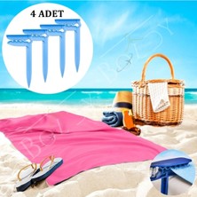 Renkli 4'lü Havlu Kazığı Seti, Pratik ve Şık Plaj Sabitleyici