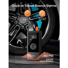 7go 7A3 Hava Pompası & Powerbank | 150 Psı Ultra Basınç, LED Işıklı, LCD Ekranlı, 4000MAH Taşınabilir Şarjlı Kompresör