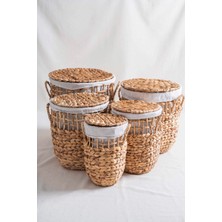 Soléa hasır 5 Li Kapaklı Sepet Seti