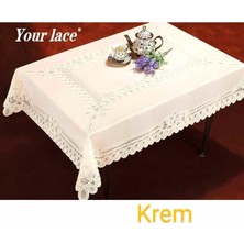 Krem Çiçek Desenli Pvc Muşamba Mutfak Masa Örtüsü 120X150 cm