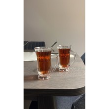 Turuncu Kulplu Çay Bardağı Çiftli Set, Şık ve Kullanışlı Tasarım