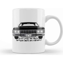 Beyaz Porselen Kupa Bardak, Supernatural Teması, Şık ve Dayanıklı Tasarım