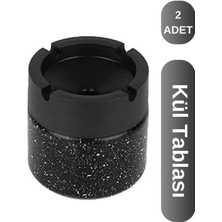 2 Adet Şeffaf Cam Hazneli, Siyah, Yanmaz Sigara Küllüğü, Şık ve Kullanışlı Tasarım