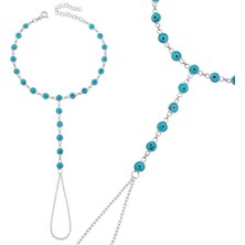 Gümüş Mavi Nazar Boncuklu Şahmeran SL12659