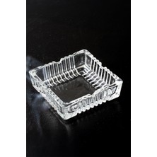 Şeffaf Kristal Cam Kare Küllük, 12X12 Cm, Şık ve Lüks Kül Tablası