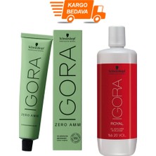 3 Adet Igora Zero Amm 7-67 Saç Boyası + 1l Oksidan - %100 Doğal Amonyaksız- %100 Beyaz Kapama