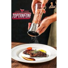 Cam Gövdeli Paslanmaz Çelik Kapaklı Tuz ve Karabiber Öğütücü, 19 Cm, Şık ve Kullanışlı