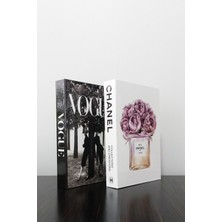 Iki Parfüm ve Kadın Temalı Dekoratif Kitap Kutu Seti, Siyah Renk