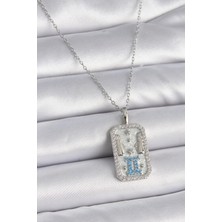 316L Çelik Gümüş Renk Zincir Ikizler Burcu Zirkon Taşlı Kadın Kolye