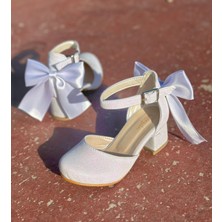 surpie shoes Kız Çocuk Topuklu Ayakkabı Sedef Renkli Düz Tabanlı Şık Tasarım