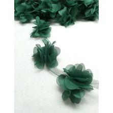 Yeşil Lazer Kesim Yapay Gül Seti, 36 Adet, Organze Kumaş, Dekor ve Paketleme Için Ideal