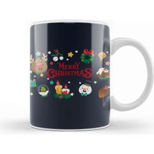 Yılbaşı Temalı Porselen Kupa Bardak, Yeni Yıl Dekorasyon, Beyaz Design