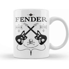 Beyaz Porselen Gitar Temalı Kupa Bardak, Şık ve Kullanışlı Tasarım