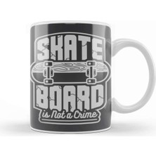 Şık Porselen Kupa Bardak, Skateboard Temalı, Beyaz, Günlük Kullanıma Uygun