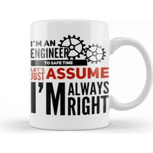 Beyaz Porselen Kupa Bardak, Mühendis Temalı, Şık ve Dayanıklı Tasarım