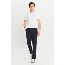 Regular Fit Normal Kesim Lastik Bel Detaylı Lacivert Chino Pantolon