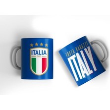 Italya Euro 2024 Milli Takım Tasarımlı Mavi Kahve Kupası
