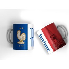 Lacivert Kahve Kupası, Fransa 2024 Temalı, Porselen, Hediye, Tasarımlı